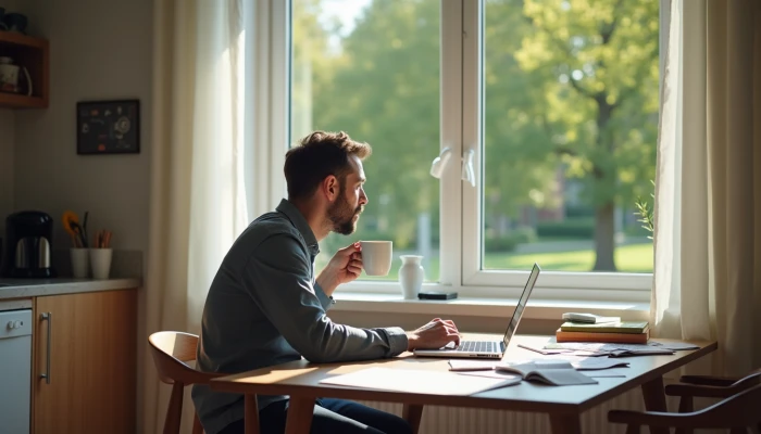 A man taking a break at home